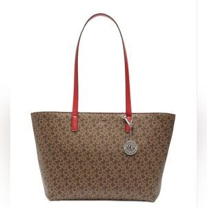 DKNY Bryant Signature Tote Mocha Rouge Gold